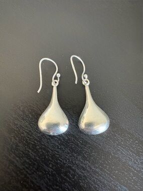 Sterling Silver 925 Puffy Teardrop Earrings